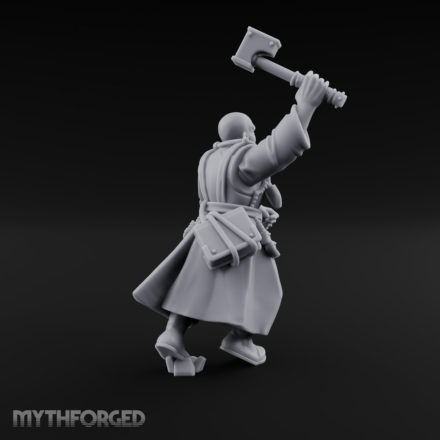 Hammer Raised Bellowing Human Battle Priest Miniature for Dungeons and Dragons, Pathfinder or other TTRPGs