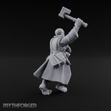 Hammer Raised Bellowing Human Battle Priest Miniature for Dungeons and Dragons, Pathfinder or other TTRPGs