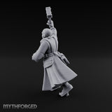 Hammer Raised Bellowing Human Battle Priest Miniature for Dungeons and Dragons, Pathfinder or other TTRPGs