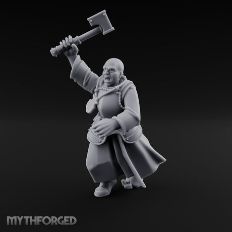 Hammer Raised Bellowing Human Battle Priest Miniature for Dungeons and Dragons, Pathfinder or other TTRPGs