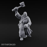 Hammer Raised Bellowing Human Battle Priest Miniature for Dungeons and Dragons, Pathfinder or other TTRPGs
