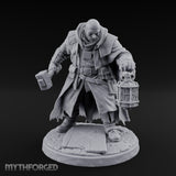 Hammer Swinging Lantern Clutching Human Plague Hunter Miniature for Dungeons and Dragons, Pathfinder or other TTRPGs