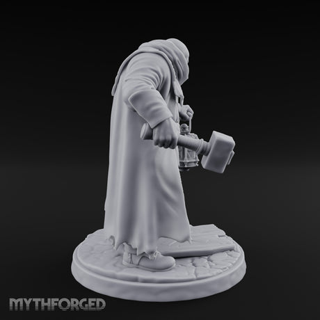 Hammer Swinging Lantern Clutching Human Plague Hunter Miniature for Dungeons and Dragons, Pathfinder or other TTRPGs