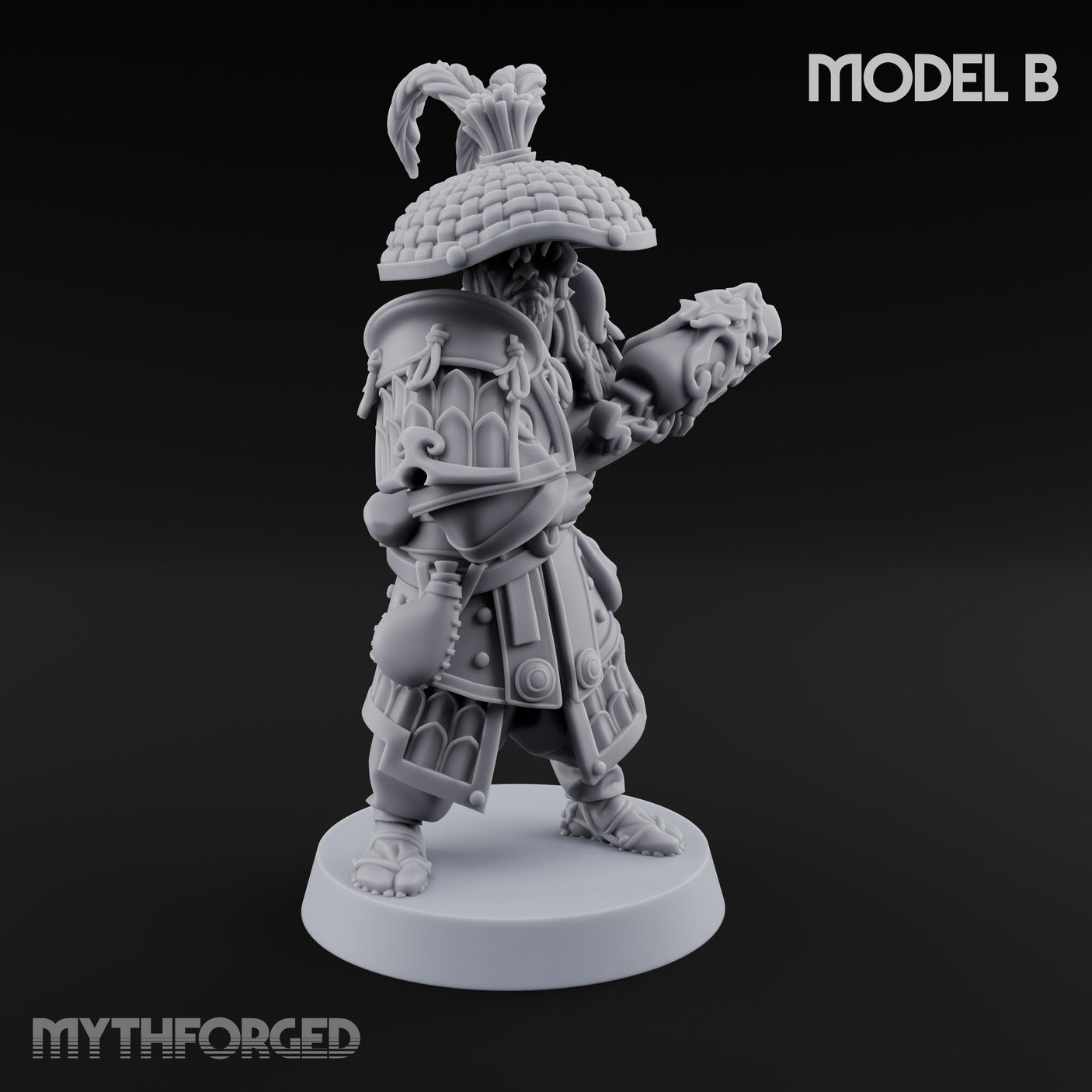 Hand Mortar Lugging Thunder Warrior B Miniature for Dungeons and Dragons, Pathfinder or other TTRPGs