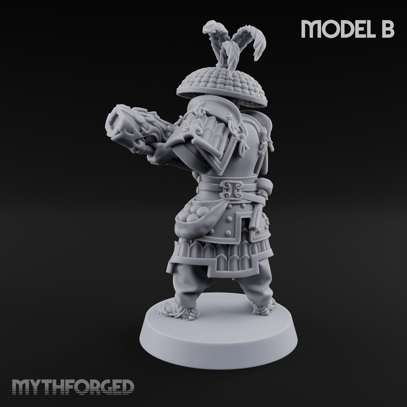 Hand Mortar Lugging Thunder Warrior B Miniature for Dungeons and Dragons, Pathfinder or other TTRPGs