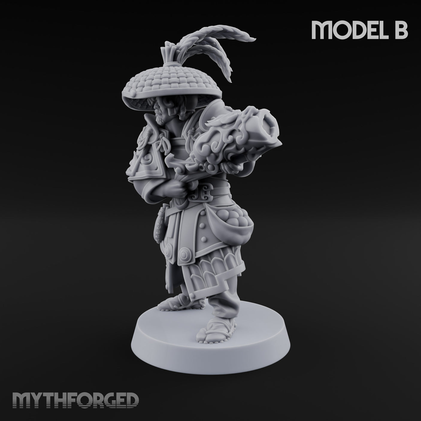 Hand Mortar Lugging Thunder Warrior B Miniature for Dungeons and Dragons, Pathfinder or other TTRPGs