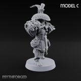 Hand Mortar Lugging Thunder Warrior C Miniature for Dungeons and Dragons, Pathfinder or other TTRPGs