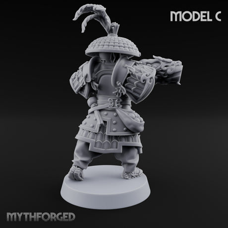 Hand Mortar Lugging Thunder Warrior C Miniature for Dungeons and Dragons, Pathfinder or other TTRPGs