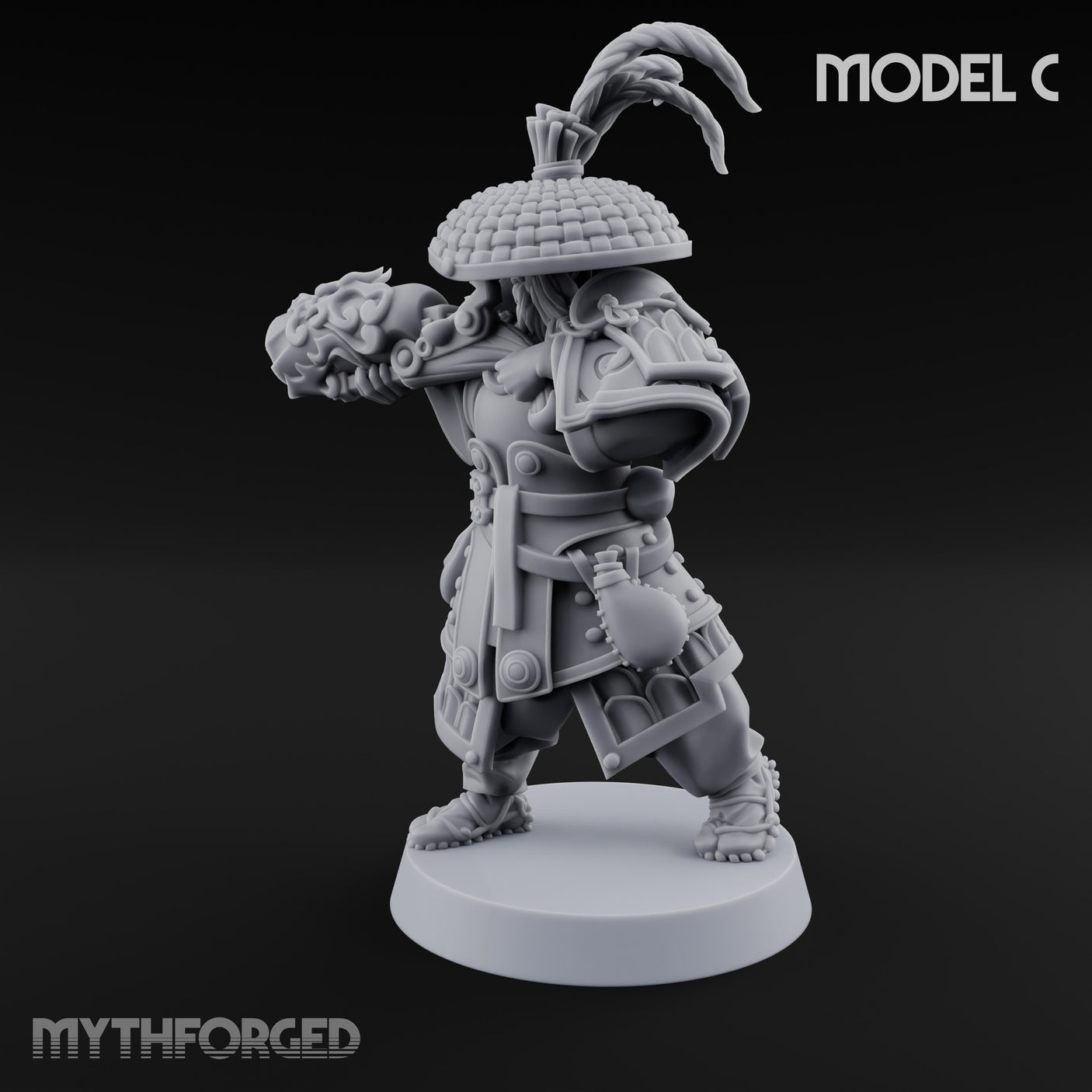 Hand Mortar Lugging Thunder Warrior C Miniature for Dungeons and Dragons, Pathfinder or other TTRPGs