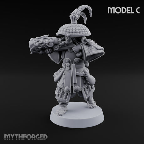 Hand Mortar Lugging Thunder Warrior C Miniature for Dungeons and Dragons, Pathfinder or other TTRPGs