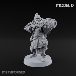 Hand Mortar Lugging Thunder Warrior D Miniature for Dungeons and Dragons, Pathfinder or other TTRPGs