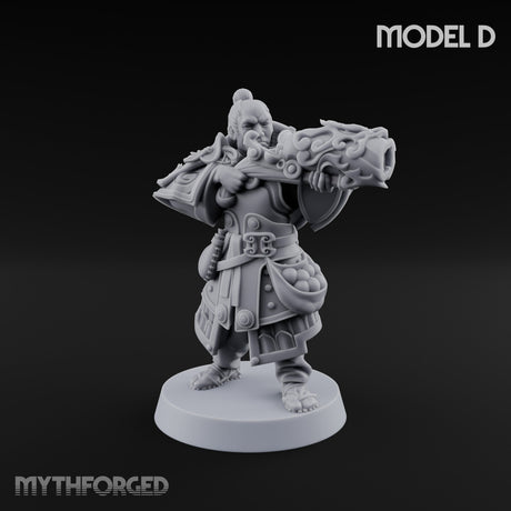 Hand Mortar Lugging Thunder Warrior D Miniature for Dungeons and Dragons, Pathfinder or other TTRPGs
