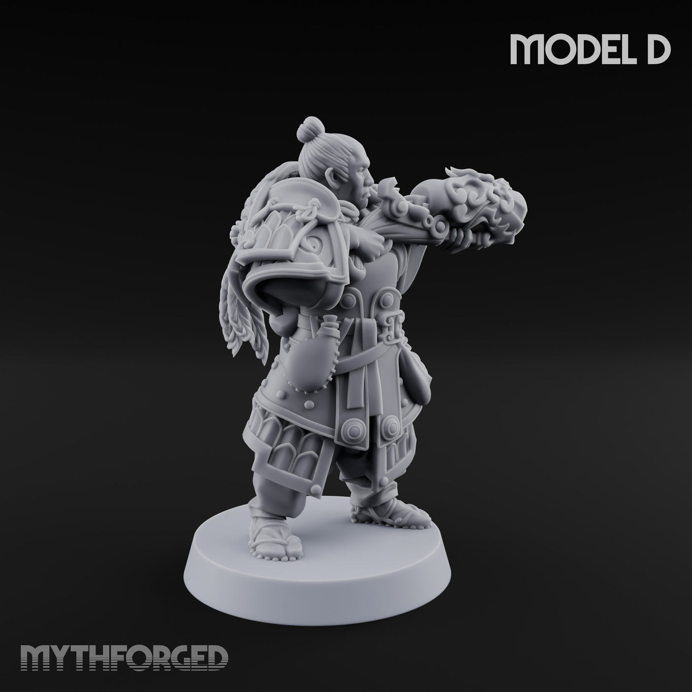 Hand Mortar Lugging Thunder Warrior D Miniature for Dungeons and Dragons, Pathfinder or other TTRPGs