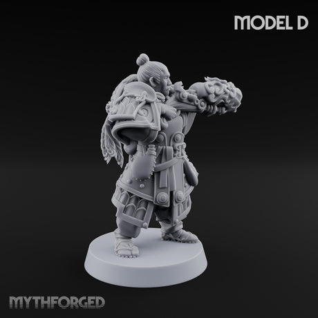 Hand Mortar Lugging Thunder Warrior D Miniature for Dungeons and Dragons, Pathfinder or other TTRPGs