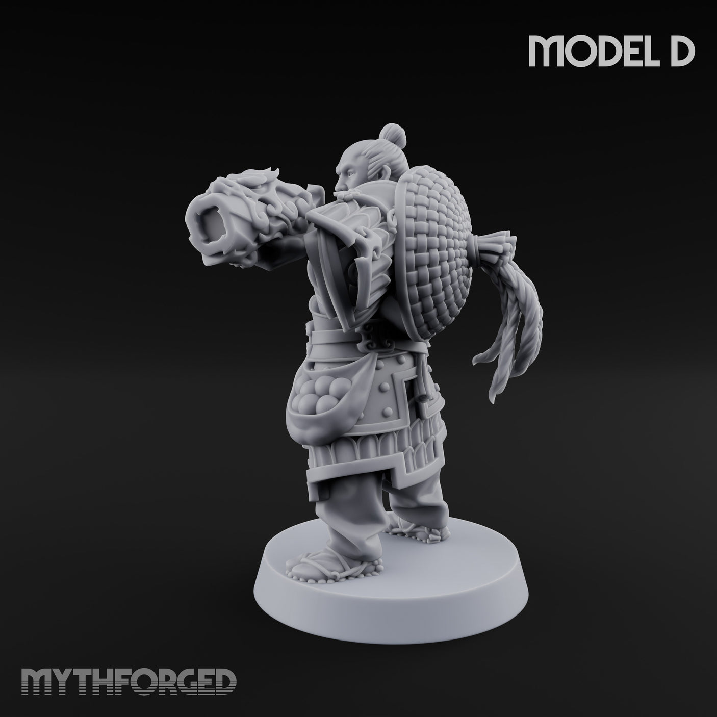 Hand Mortar Lugging Thunder Warrior D Miniature for Dungeons and Dragons, Pathfinder or other TTRPGs