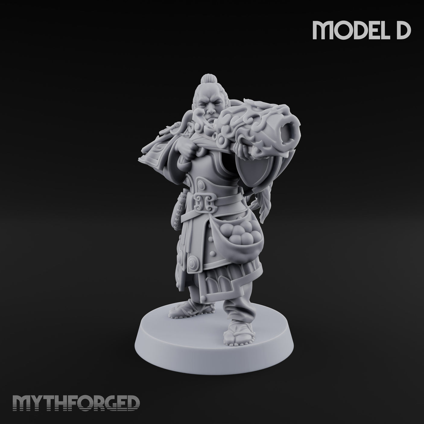 Hand Mortar Lugging Thunder Warrior D Miniature for Dungeons and Dragons, Pathfinder or other TTRPGs