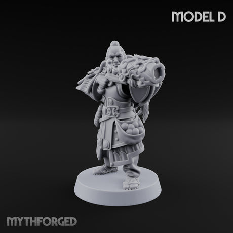 Hand Mortar Lugging Thunder Warrior D Miniature for Dungeons and Dragons, Pathfinder or other TTRPGs