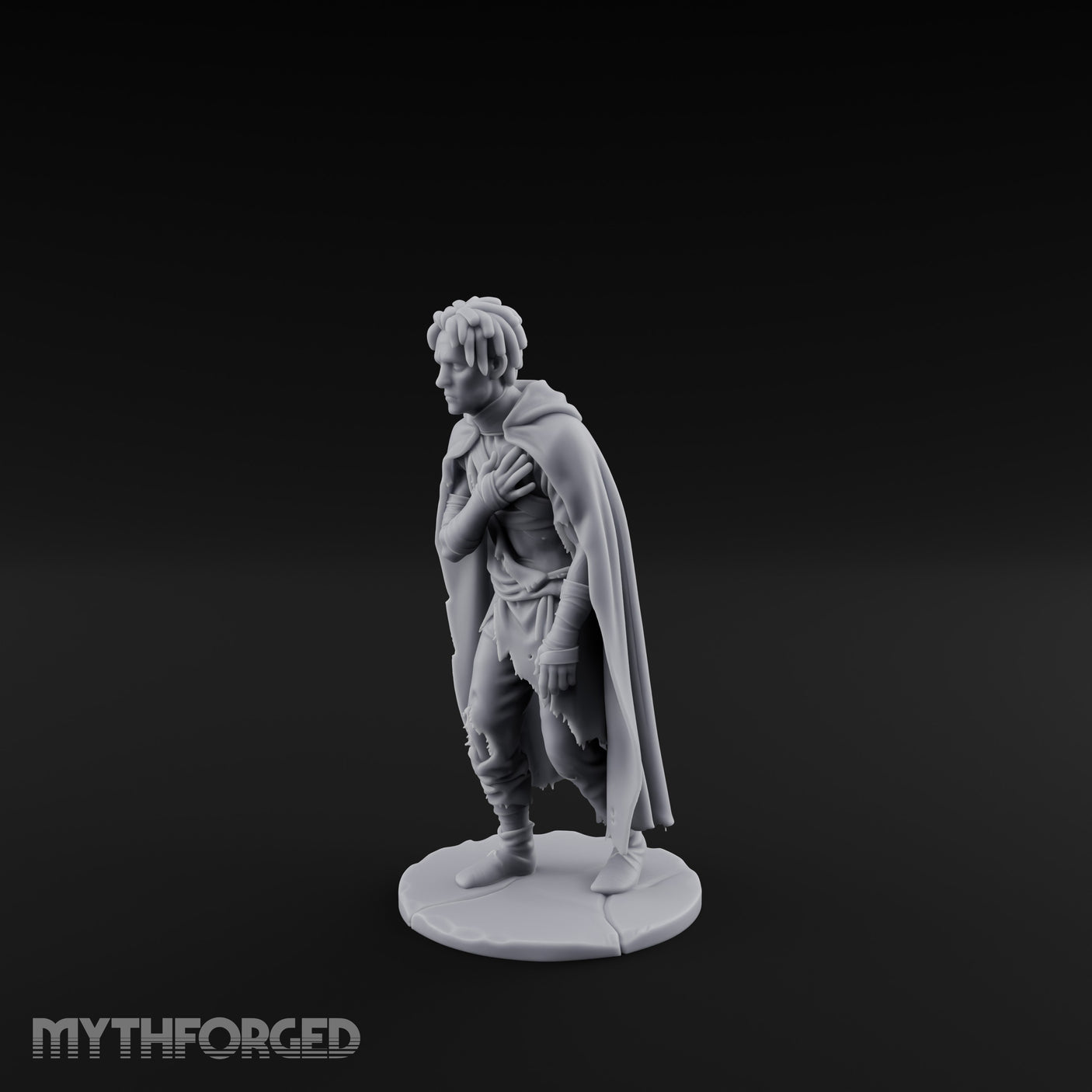 Hand On Heart Human Beggar Miniature for Dungeons and Dragons, Pathfinder or other TTRPGs