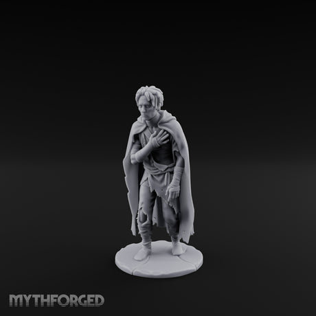 Hand On Heart Human Beggar Miniature for Dungeons and Dragons, Pathfinder or other TTRPGs