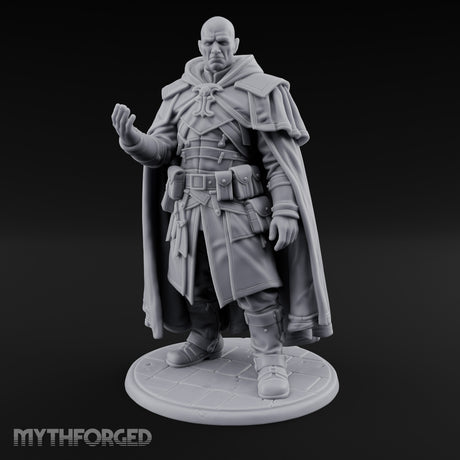 Hand Raising Human Inquisitor Miniature for Dungeons and Dragons, Pathfinder or other TTRPGs