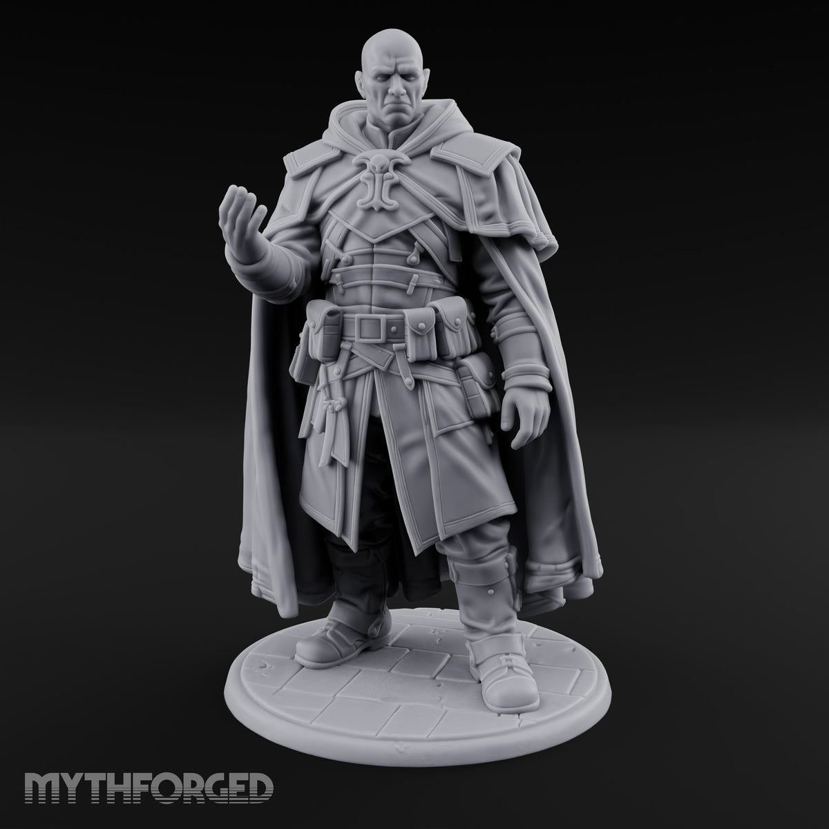 Hand Raising Human Inquisitor Miniature for Dungeons and Dragons, Pathfinder or other TTRPGs