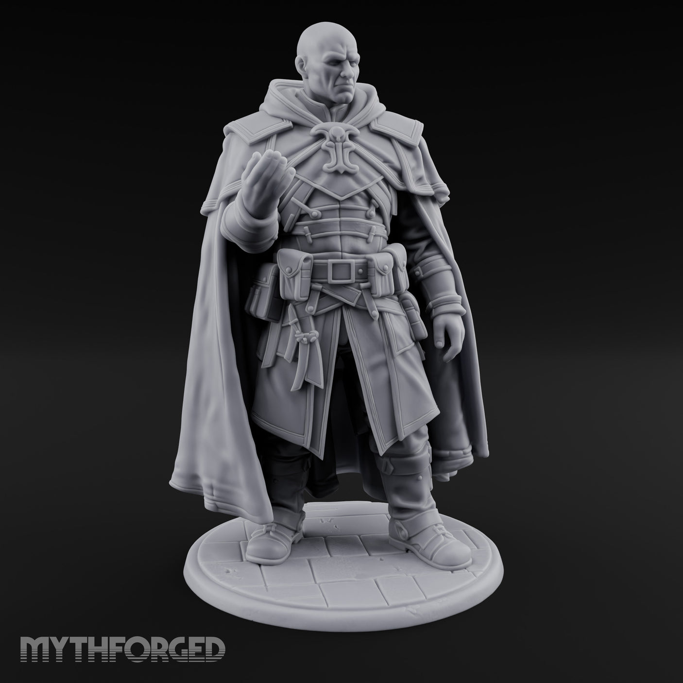 Hand Raising Human Inquisitor Miniature for Dungeons and Dragons, Pathfinder or other TTRPGs