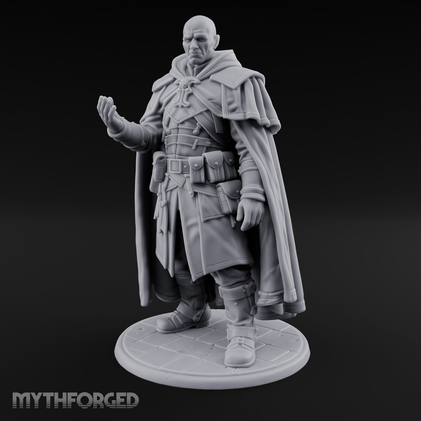 Hand Raising Human Inquisitor Miniature for Dungeons and Dragons, Pathfinder or other TTRPGs