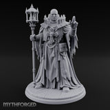 Hand Raising Staff Bearing Human Death Priest Miniature for Dungeons and Dragons, Pathfinder or other TTRPGs