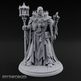 Hand Raising Staff Bearing Human Death Priest Miniature for Dungeons and Dragons, Pathfinder or other TTRPGs