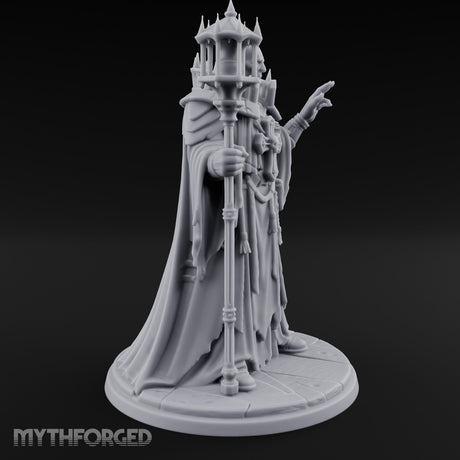 Hand Raising Staff Bearing Human Death Priest Miniature for Dungeons and Dragons, Pathfinder or other TTRPGs
