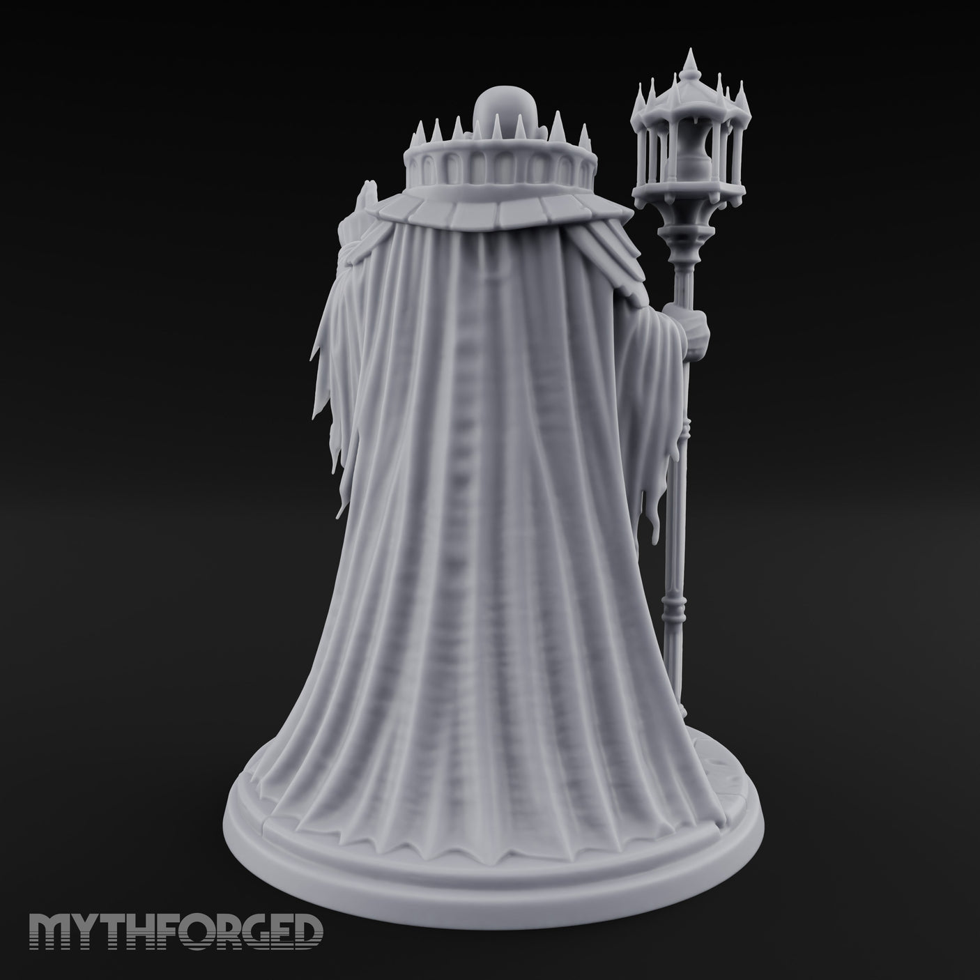 Hand Raising Staff Bearing Human Death Priest Miniature for Dungeons and Dragons, Pathfinder or other TTRPGs