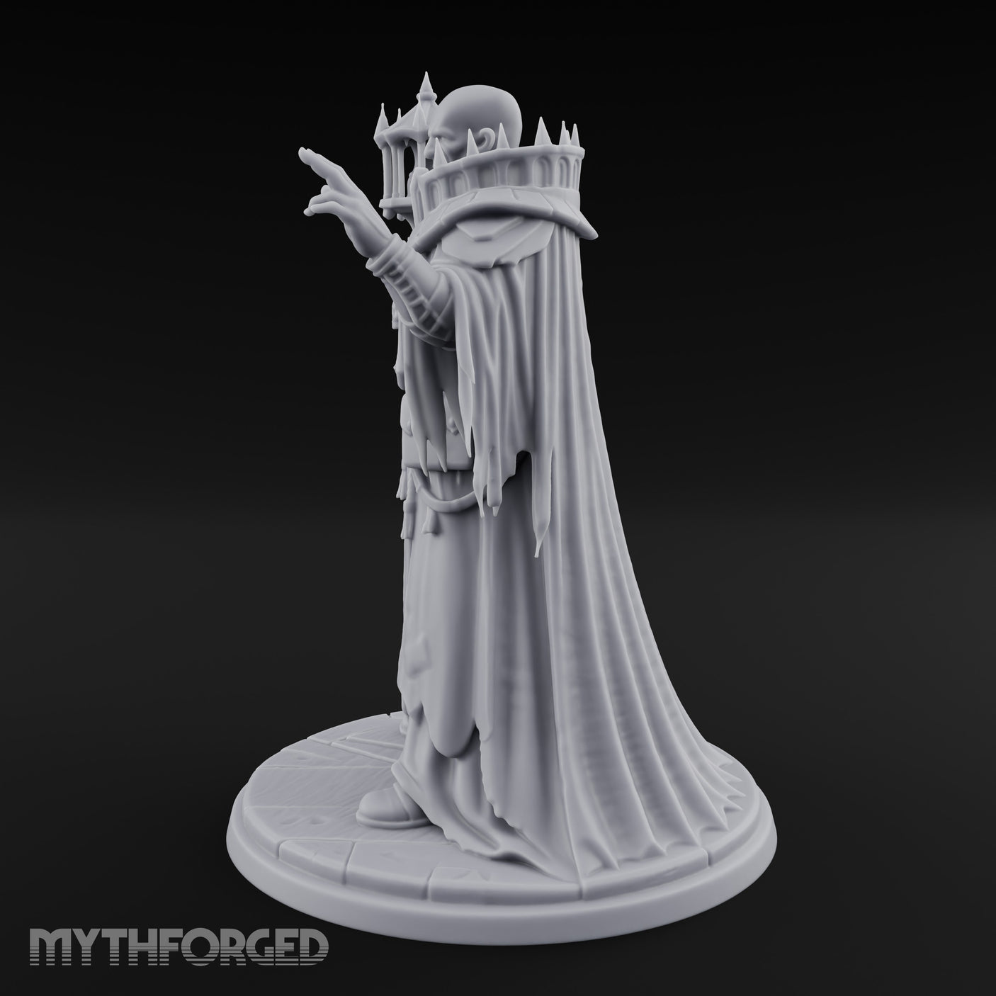 Hand Raising Staff Bearing Human Death Priest Miniature for Dungeons and Dragons, Pathfinder or other TTRPGs