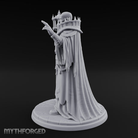 Hand Raising Staff Bearing Human Death Priest Miniature for Dungeons and Dragons, Pathfinder or other TTRPGs