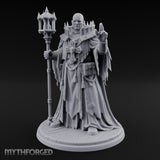 Hand Raising Staff Bearing Human Death Priest Miniature for Dungeons and Dragons, Pathfinder or other TTRPGs