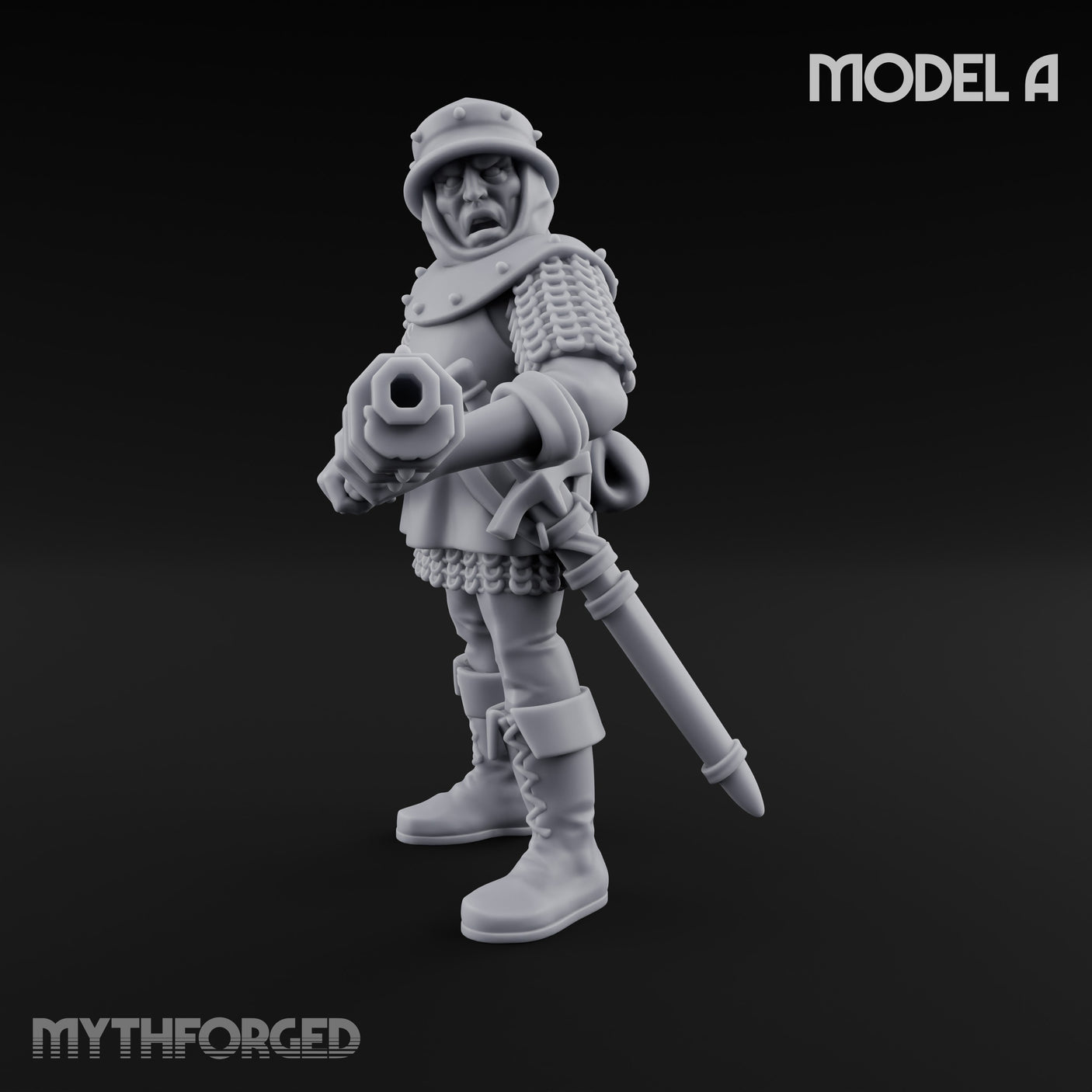 Handgun Clutching Human Handgunner A Miniature for Dungeons and Dragons, Pathfinder or other TTRPGs