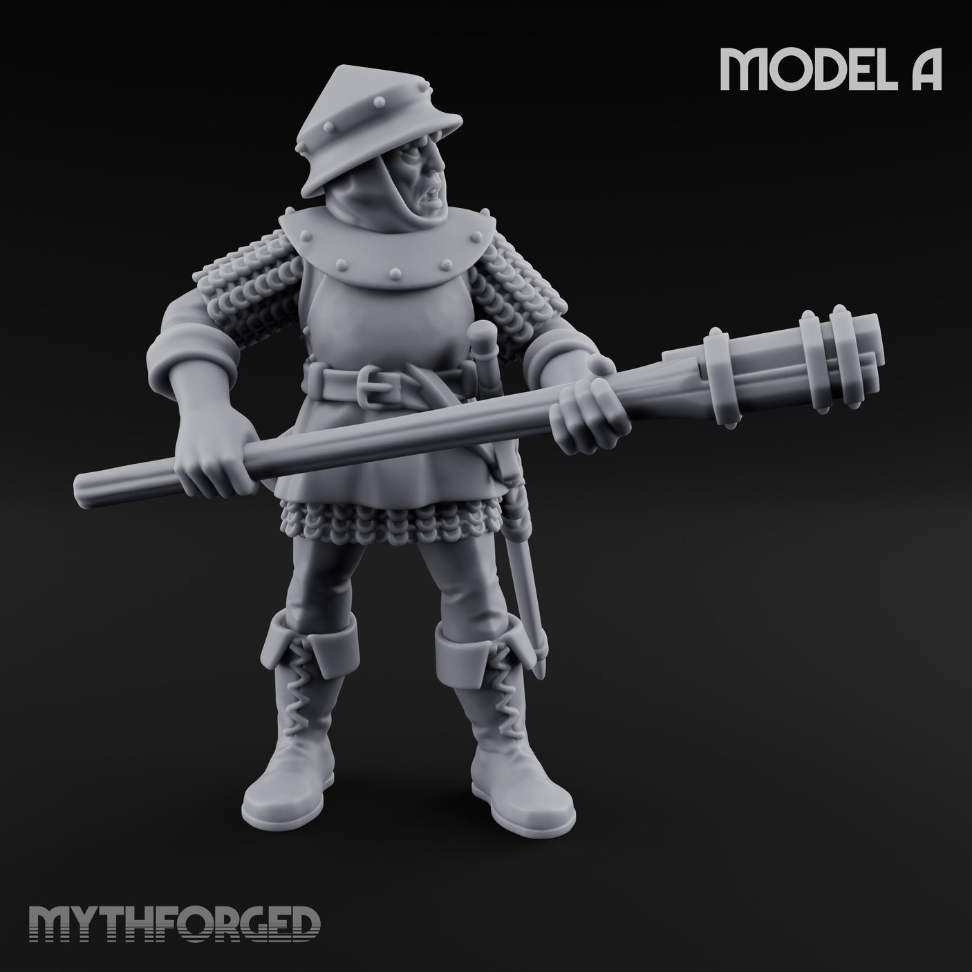 Handgun Clutching Human Handgunner A Miniature for Dungeons and Dragons, Pathfinder or other TTRPGs