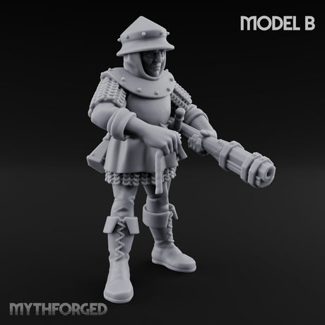 Handgun Clutching Human Handgunner B Miniature for Dungeons and Dragons, Pathfinder or other TTRPGs