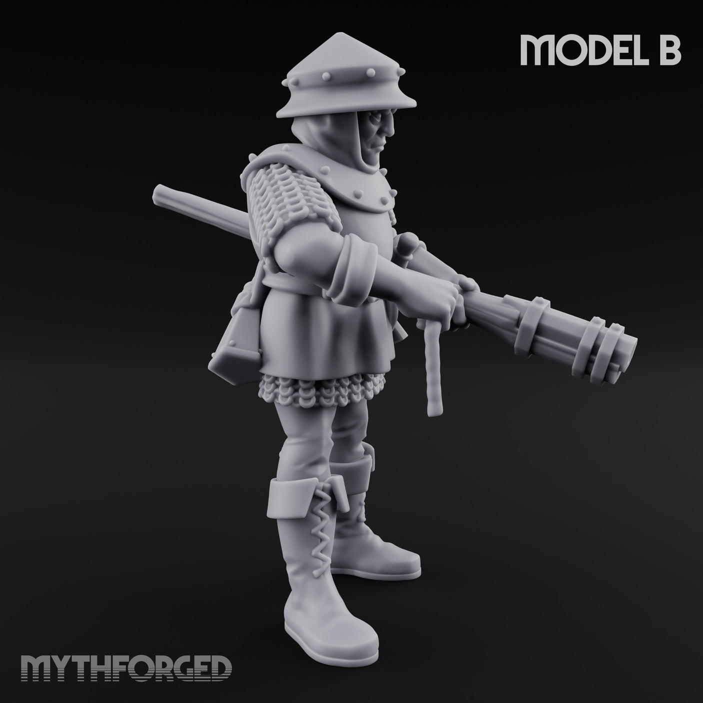 Handgun Clutching Human Handgunner B Miniature for Dungeons and Dragons, Pathfinder or other TTRPGs
