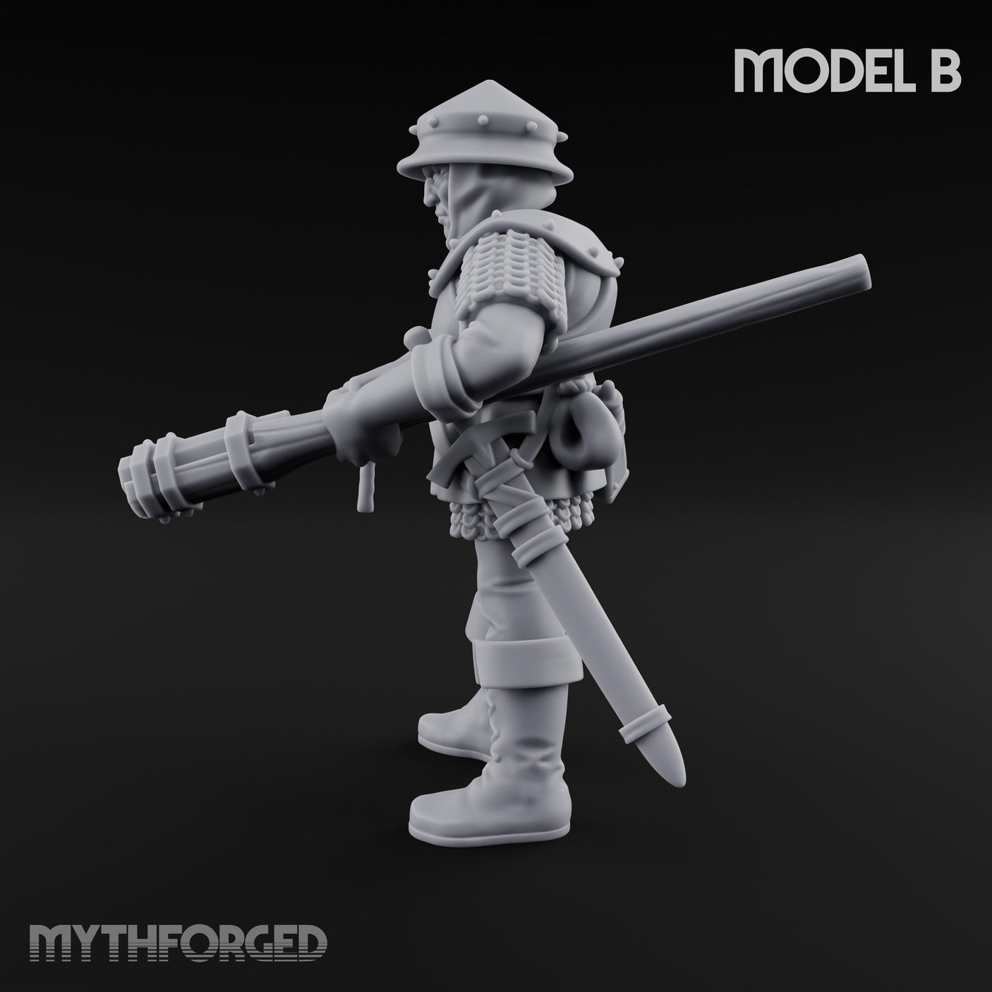 Handgun Clutching Human Handgunner B Miniature for Dungeons and Dragons, Pathfinder or other TTRPGs