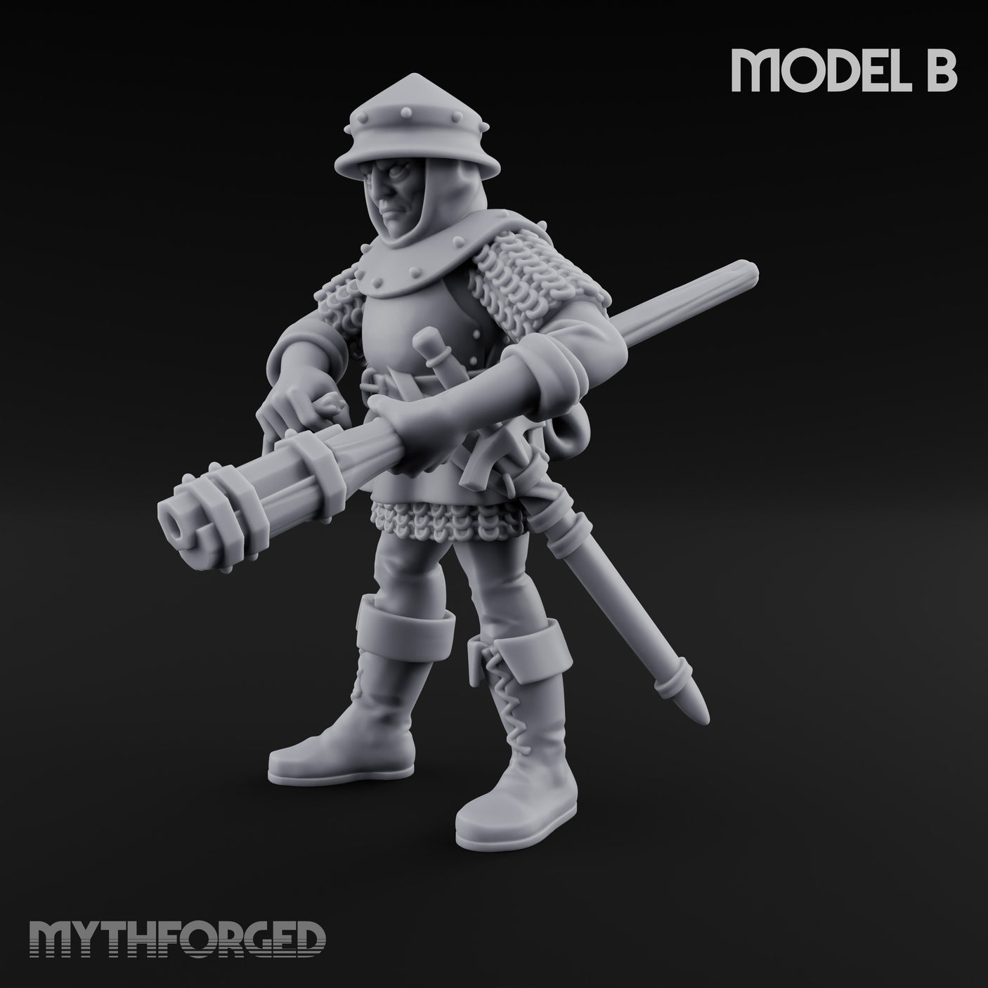 Handgun Clutching Human Handgunner B Miniature for Dungeons and Dragons, Pathfinder or other TTRPGs