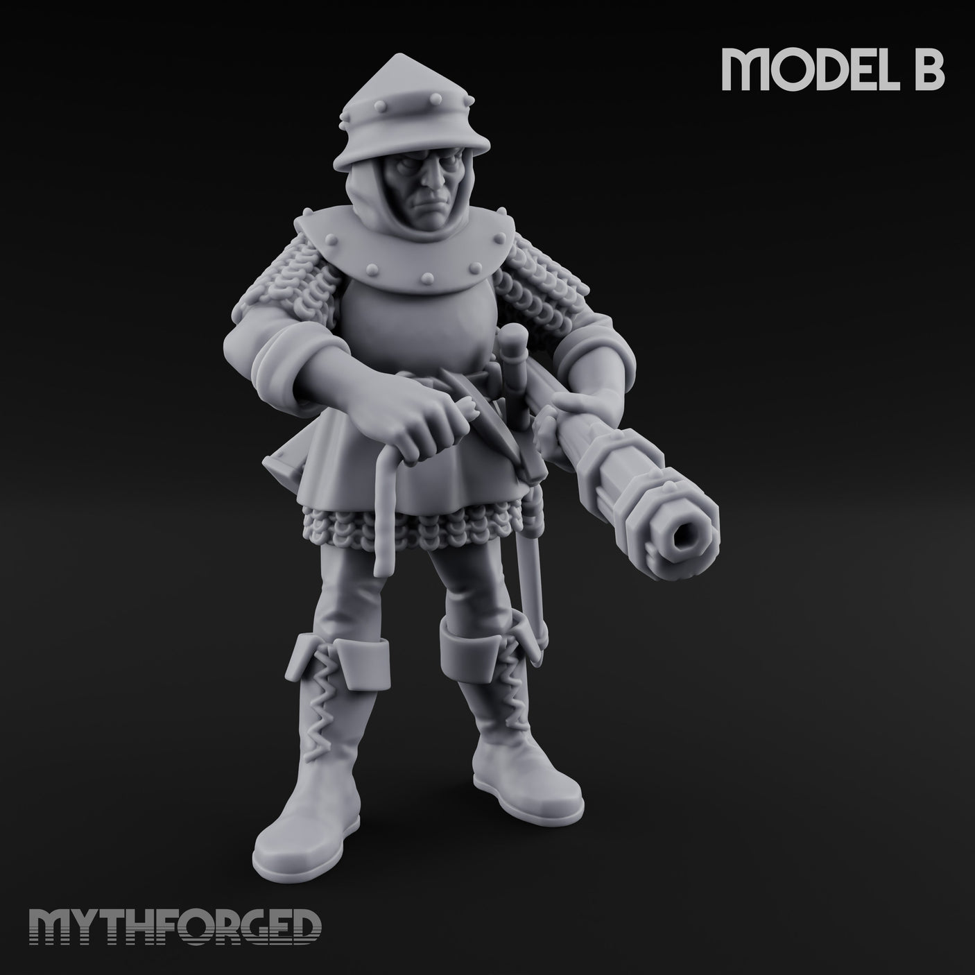 Handgun Clutching Human Handgunner B Miniature for Dungeons and Dragons, Pathfinder or other TTRPGs