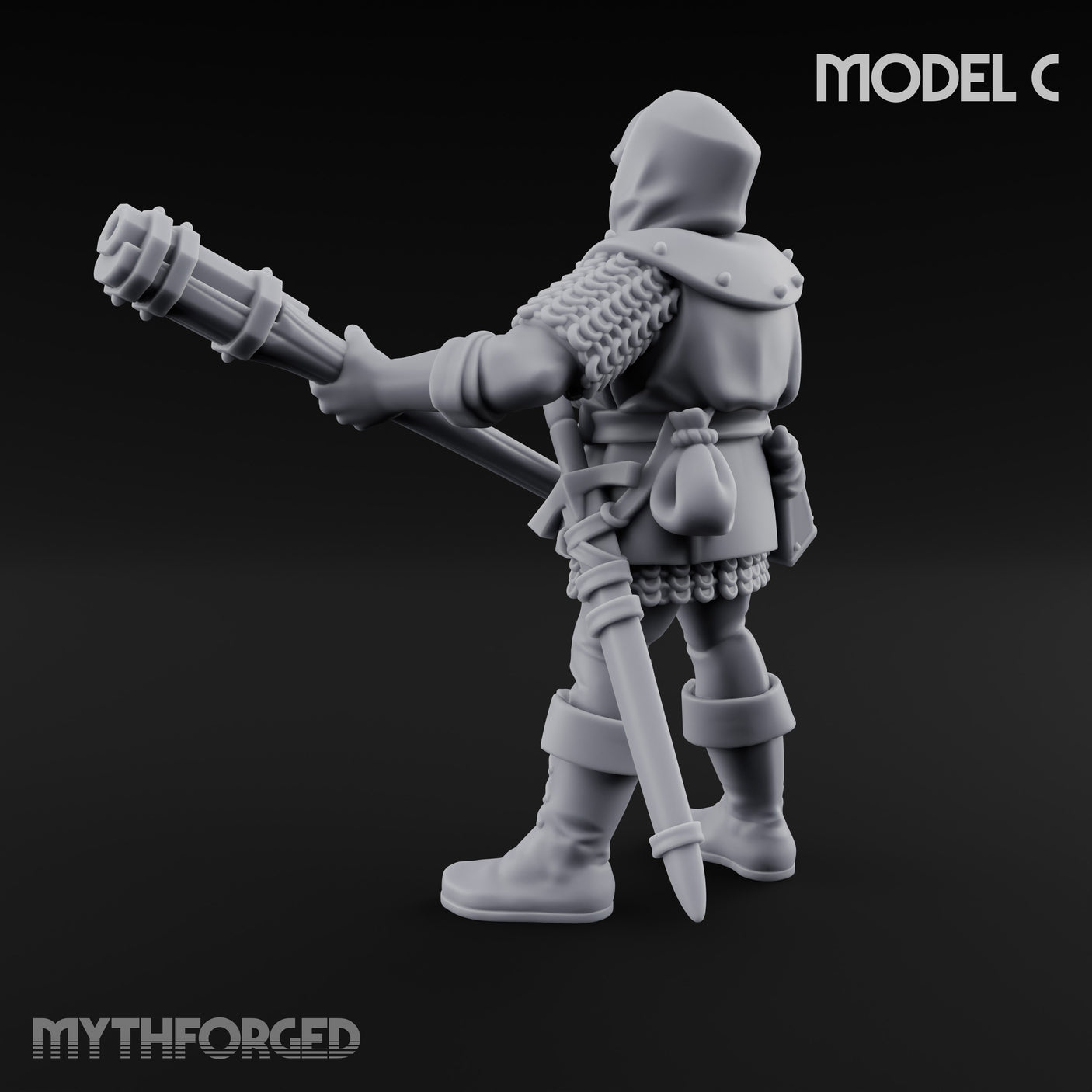 Handgun Clutching Human Handgunner C Miniature for Dungeons and Dragons, Pathfinder or other TTRPGs