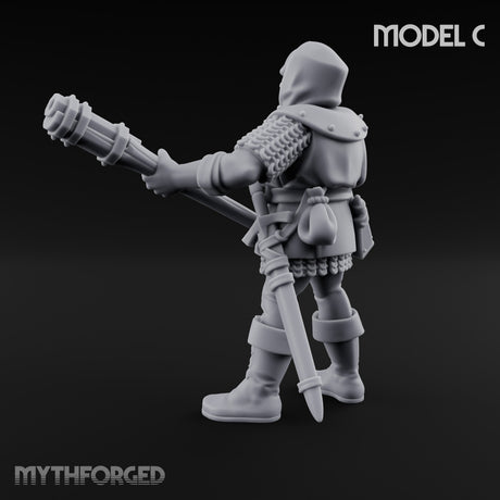 Handgun Clutching Human Handgunner C Miniature for Dungeons and Dragons, Pathfinder or other TTRPGs