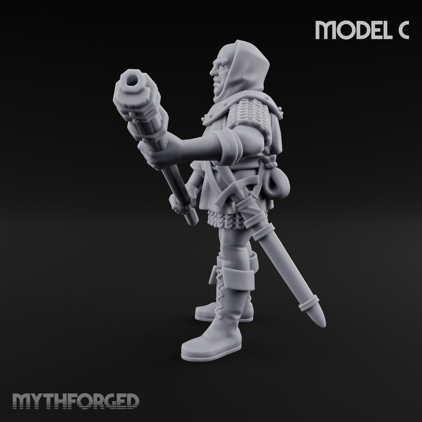 Handgun Clutching Human Handgunner C Miniature for Dungeons and Dragons, Pathfinder or other TTRPGs