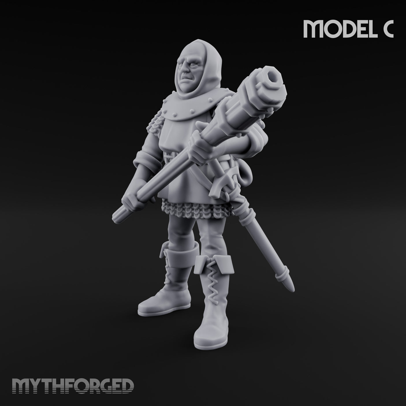 Handgun Clutching Human Handgunner C Miniature for Dungeons and Dragons, Pathfinder or other TTRPGs