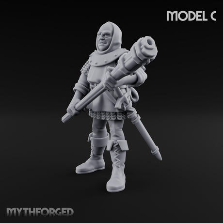 Handgun Clutching Human Handgunner C Miniature for Dungeons and Dragons, Pathfinder or other TTRPGs