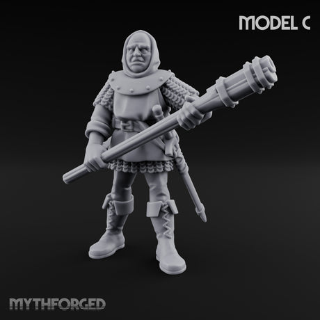 Handgun Clutching Human Handgunner C Miniature for Dungeons and Dragons, Pathfinder or other TTRPGs