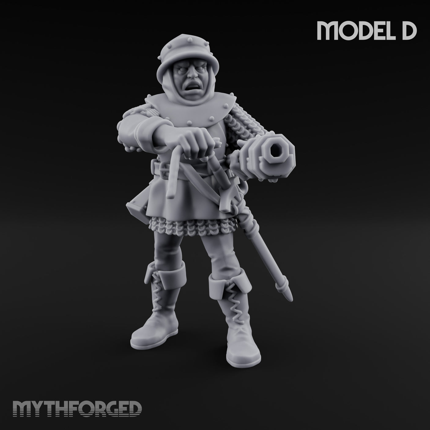 Handgun Clutching Human Handgunner D Miniature for Dungeons and Dragons, Pathfinder or other TTRPGs