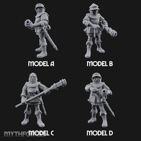 Handgun Clutching Human Handgunners Miniature for Dungeons and Dragons, Pathfinder or other TTRPGs