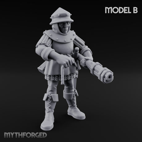Handgun Clutching Human Handgunners Miniature for Dungeons and Dragons, Pathfinder or other TTRPGs